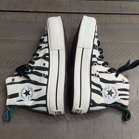 Converse All Stars Chuck Lift Custom Green Zebra Platform Sneaker Sz 4 - Picture 7 of 10